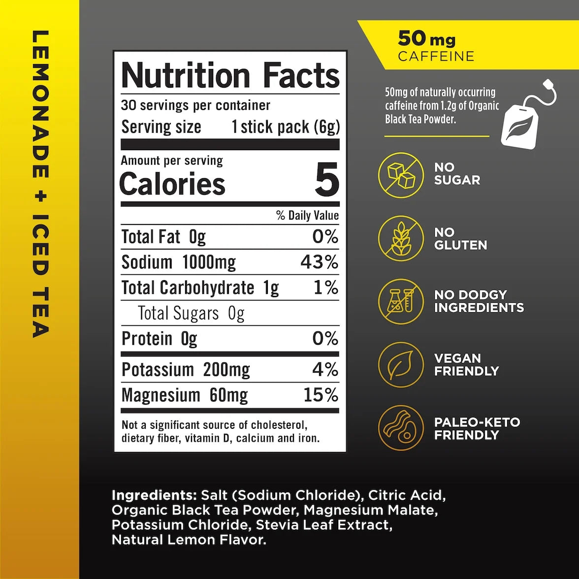 LMNT Lemonade Iced Tea | 30 Sticks